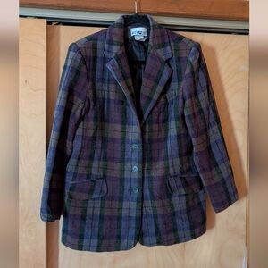 Vintage White Stag Multicolor Plaid Blazer